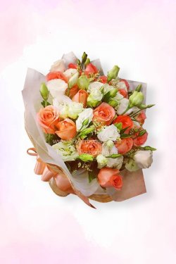 ช่อกุหลาบสีขาวส้ม น่ารักๆ